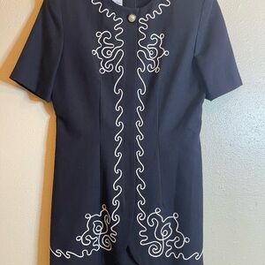 Black with white details dress